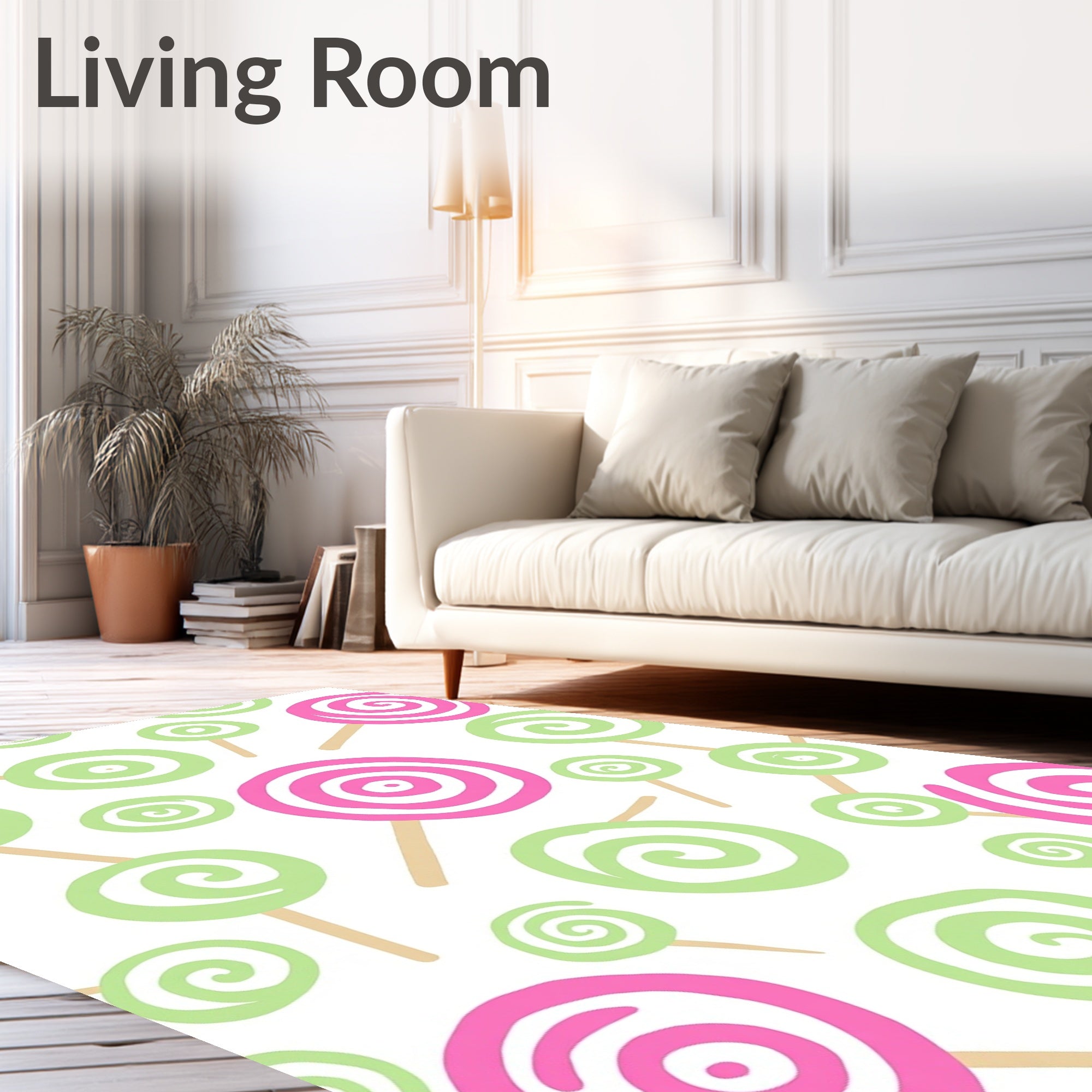 Sweet Pink Green Swirl Lollipops Rug