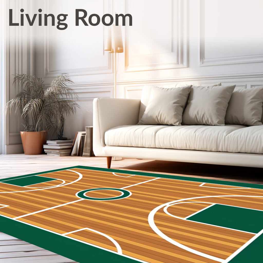 Sport Court Wood Grain Circles Rug
