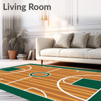 Sport Court Wood Grain Circles Rug