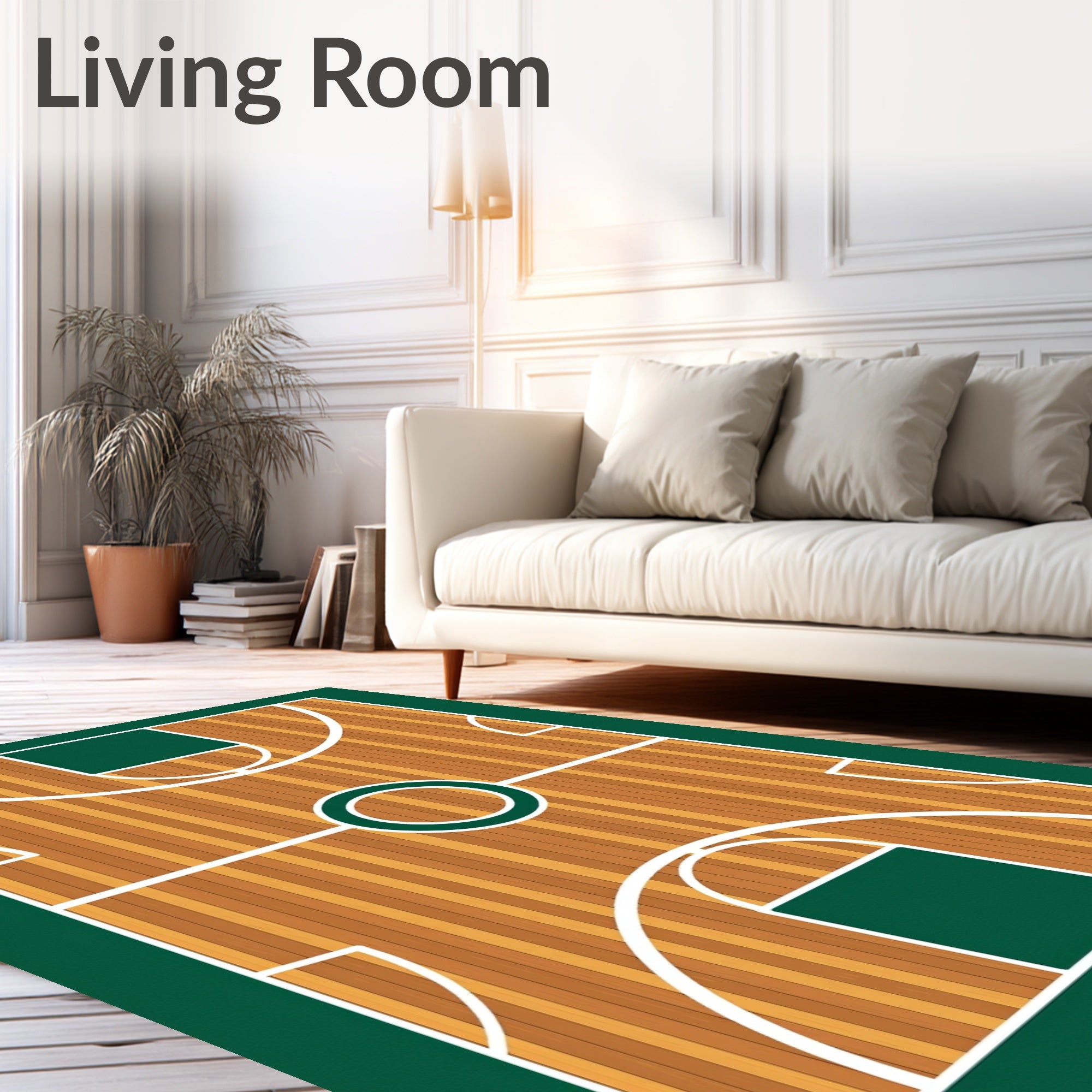 Sport Court Wood Grain Circles Rug