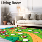 Cute Farm Animals In Green Field Rug