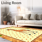 Playful Giraffe Polka Dot Border Rug