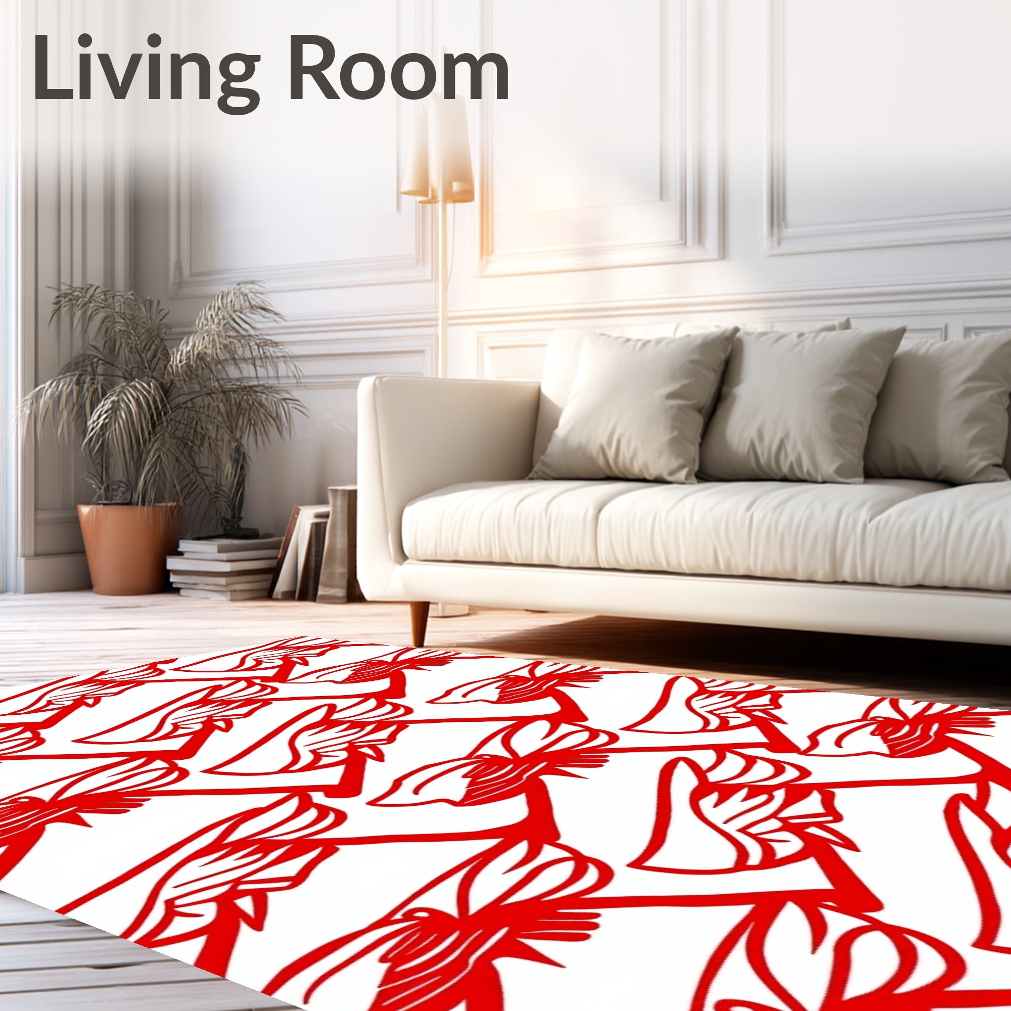 Crimson Scarlet Ribbon Swirl Rug
