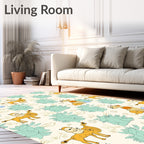 Whimsical creature gold and teal safari Rug