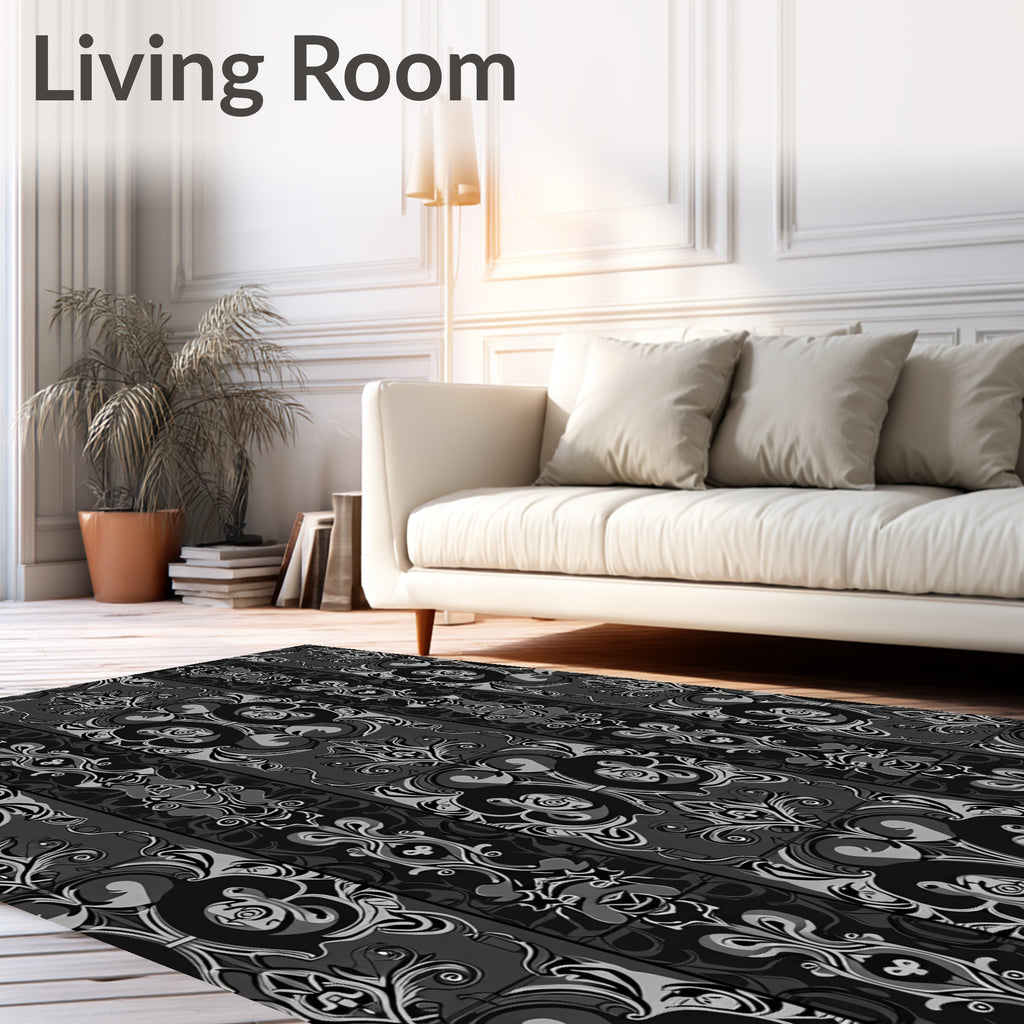 Monochromatic Abstract Swirl Vertical Panel Rug