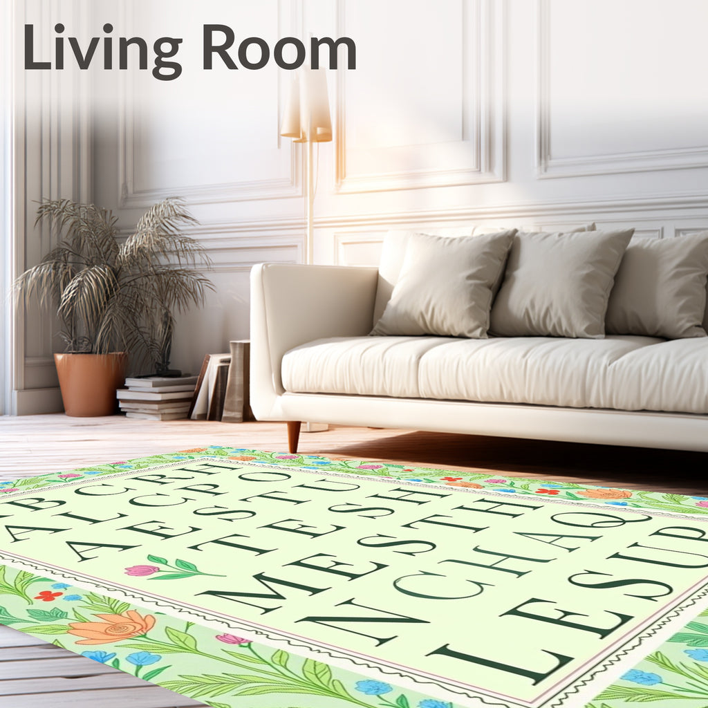 Floral Garden Alphabet Collage Rug