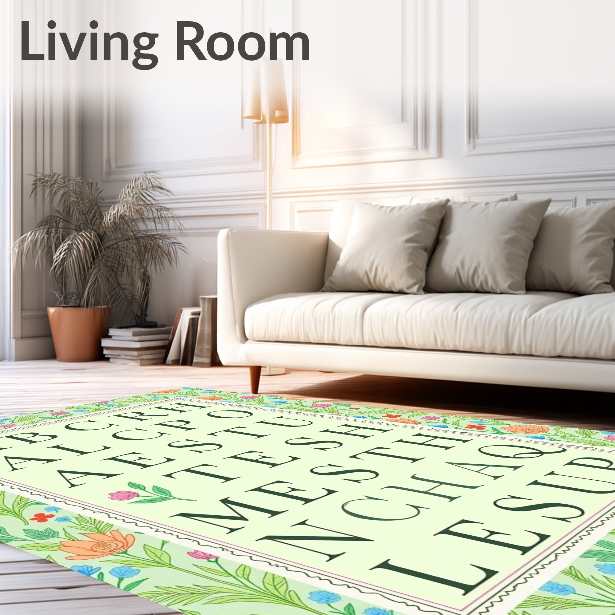 Floral Garden Alphabet Collage Rug