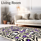 Gothic Skull Purple Flower Scroll Rug