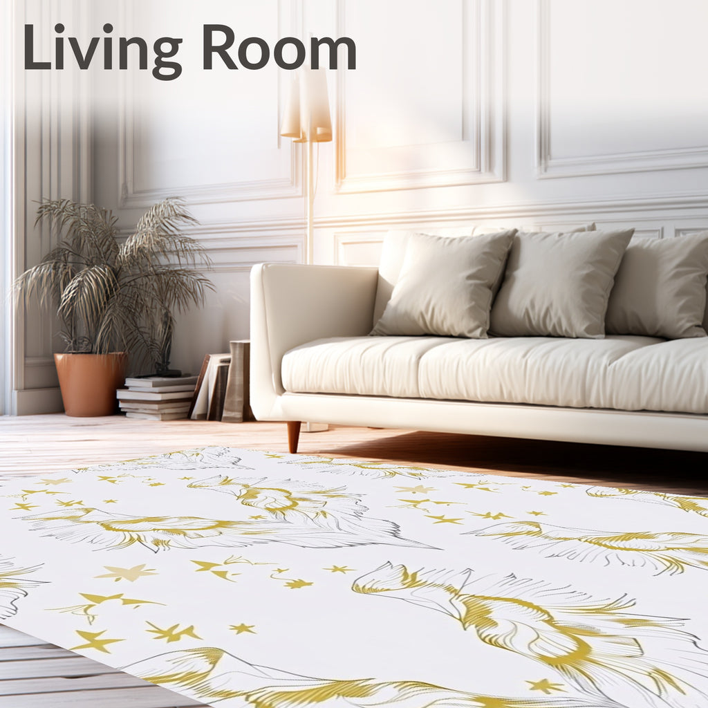 Golden Feather Winged Starburst Rug
