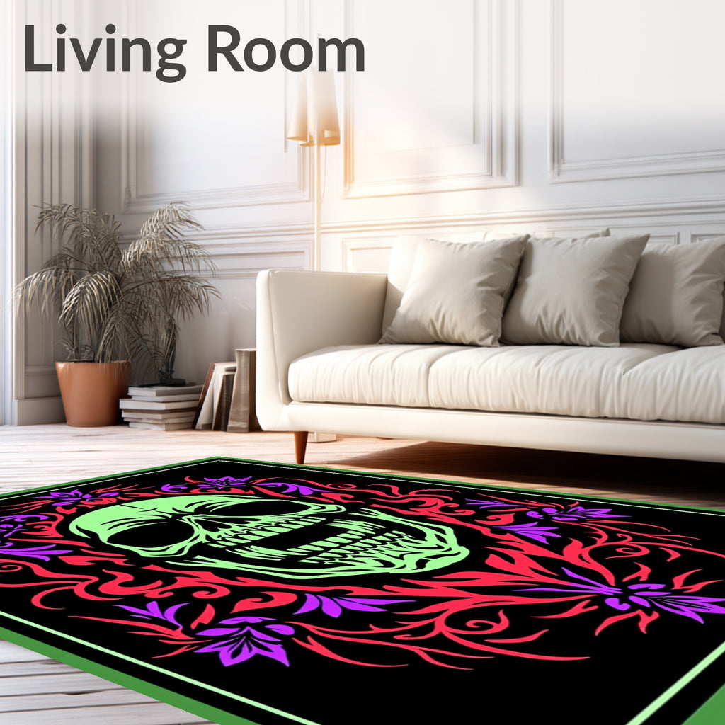 Radiant Skull Floral Border Rug