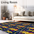 Bold Yellow Fire Hydrant Navy Rug