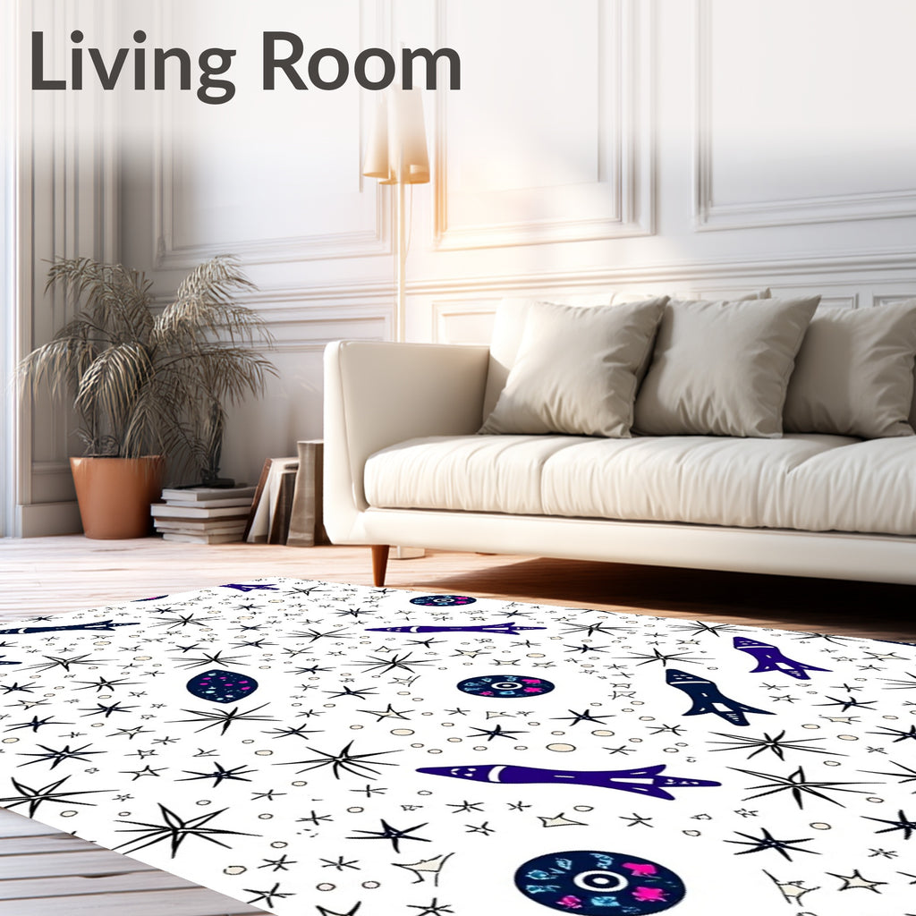 Cosmic Stars Rockets Space Exploration Rug