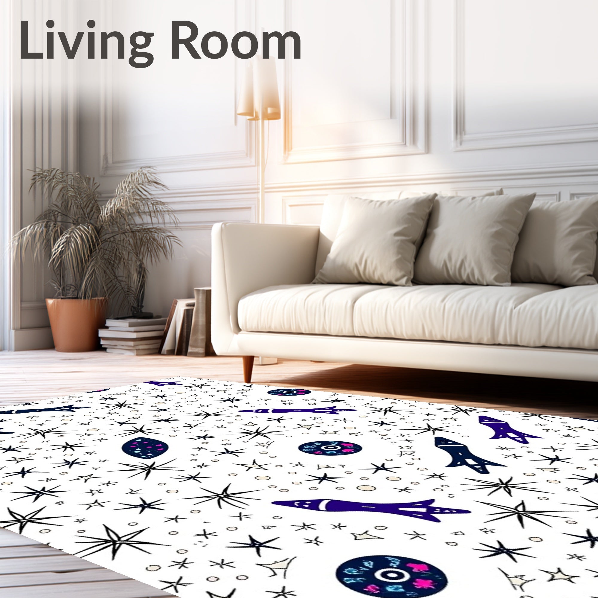 Cosmic Stars Rockets Space Exploration Rug