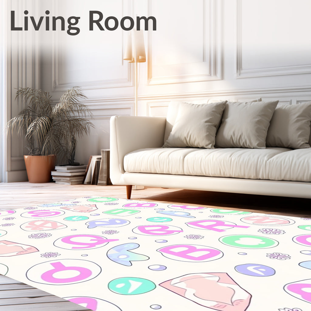 Pastel Alphabet Bubbles Garden Rug