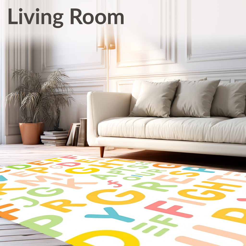 Alphabet Soup of Pastel Letters Rug