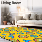 Yellow Alphabet Hexagon Geometric Rug