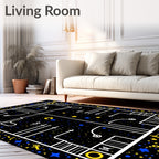 Cosmic Blue Yellow Starry Night Maze Rug