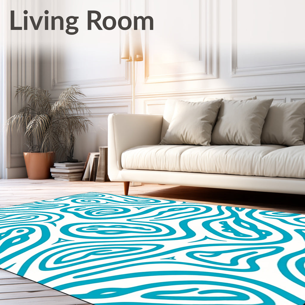 Aqua Swirls Organic Flow Rug