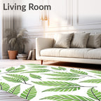 Vibrant Green Leaf Branch Arrangement Rug