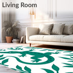 Teal Lizard Foliage Whimsical Garden Rug