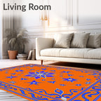 Vibrant Blue Starburst Floral Medallion Rug