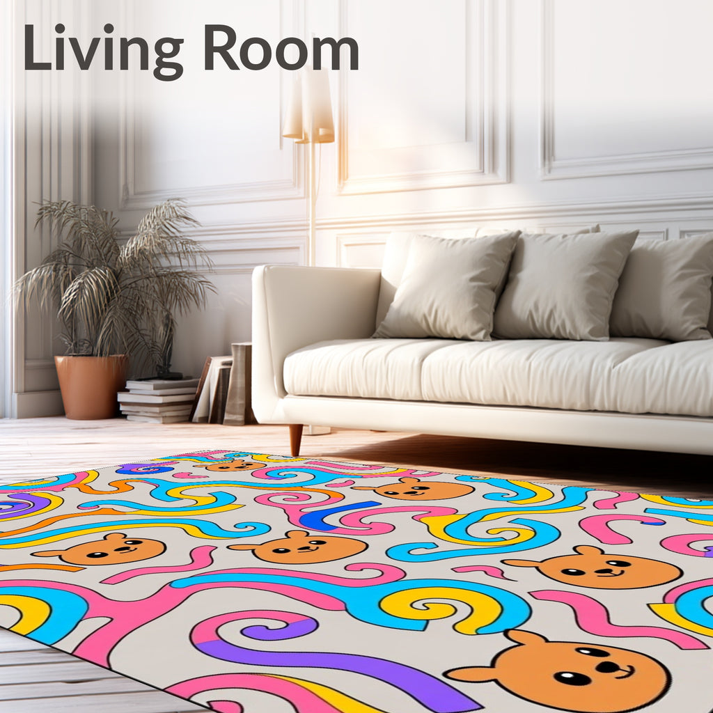Whimsical Bear Face Swirls Rug