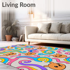 Whimsical Bear Face Swirls Rug