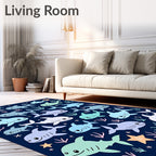 Cute Kawaii Shark Aquatic Marine Life Rug