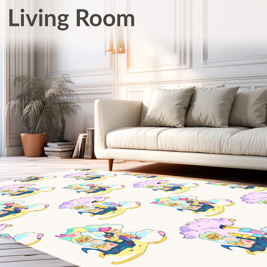 Whimsical Pastel Cloud Caravan Rug