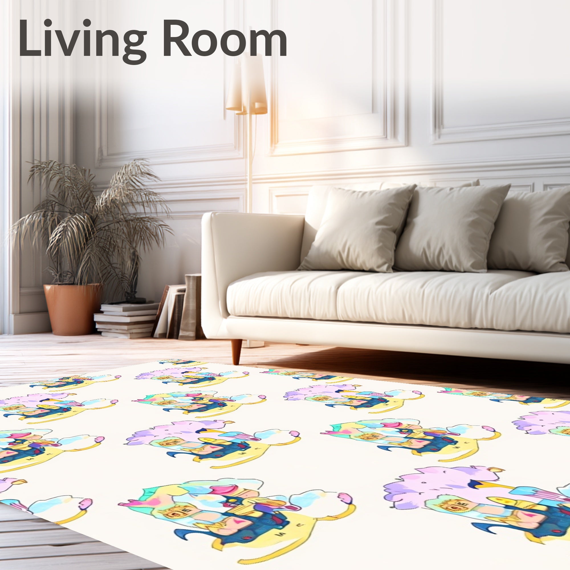 Whimsical Pastel Cloud Caravan Rug