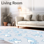 Playful Blue Whimsical Creature Toss Rug
