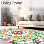 Mint Green Floral Starburst Mandala Rug