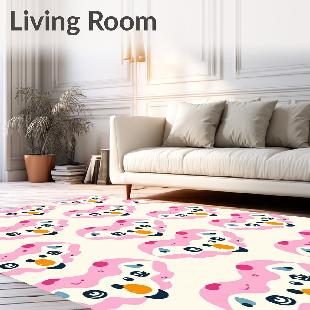 Whimsical Pink Heart Creature All Over Rug