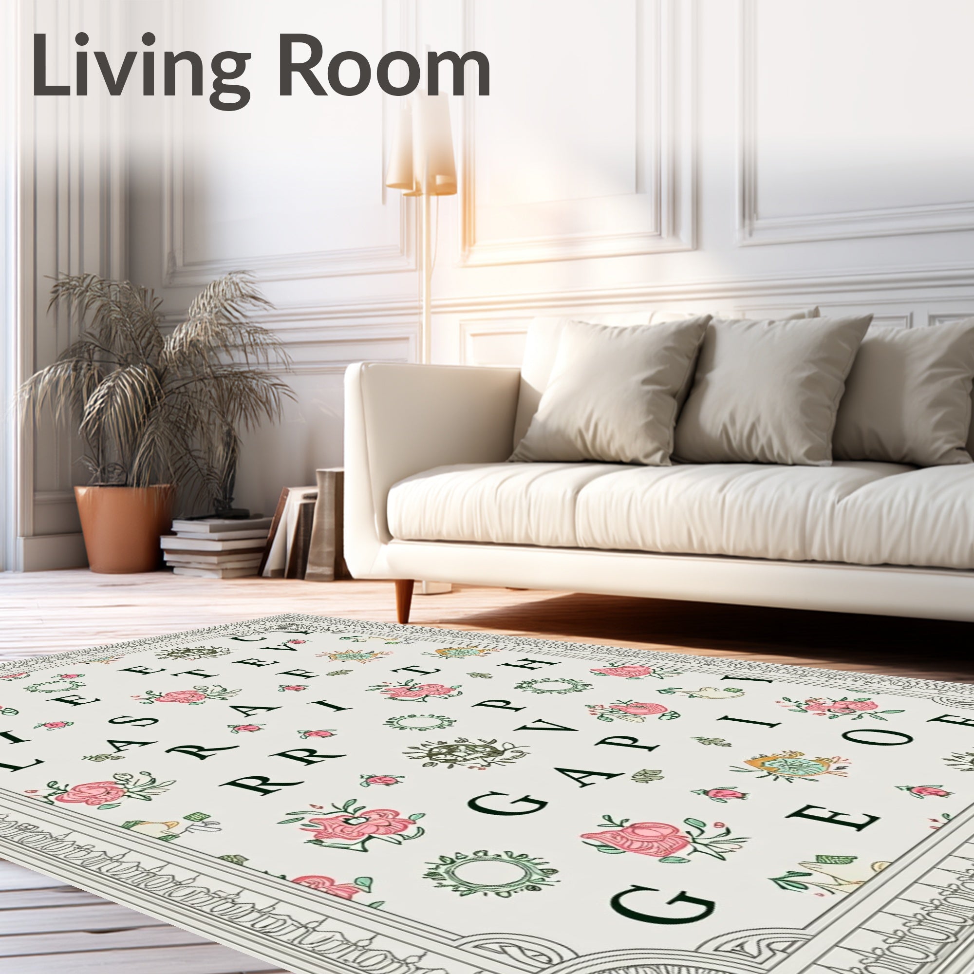 Floral Letter Arrangement Rug