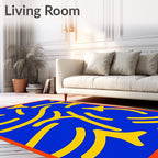 Bright Blue Yellow Organic Shapes Rug