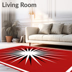Radiant Sunburst Red Black White Rug