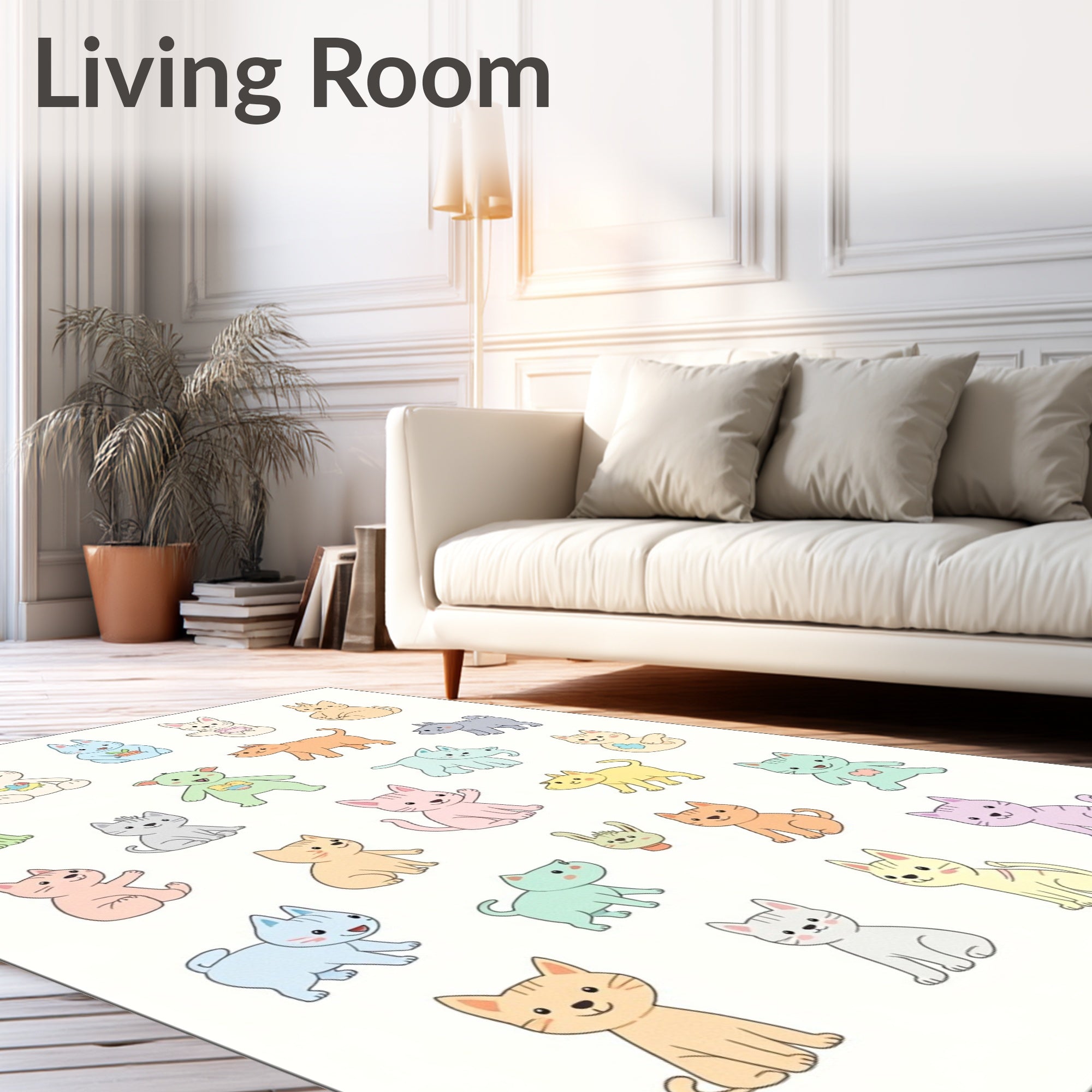 Playful Pastel Kitty Collage Rug