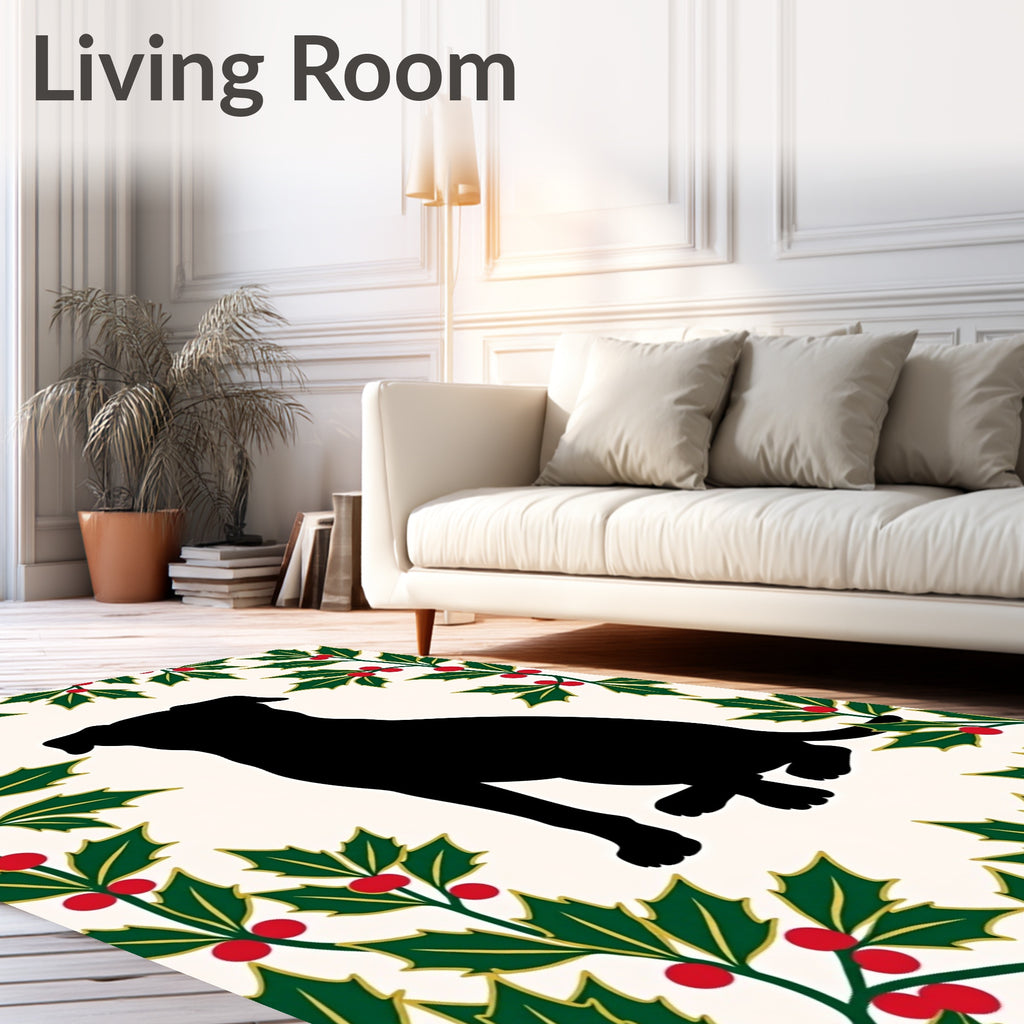 Black Dog Holly Wreath Accent Rug