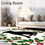 Black Dog Holly Wreath Accent Rug