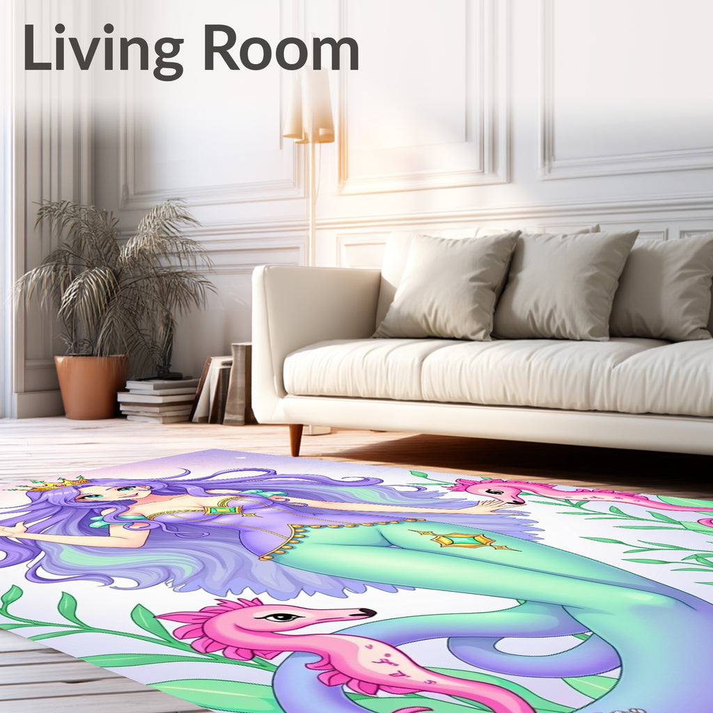 Whimsical Mermaid Lavender Seahorse Garden Rug