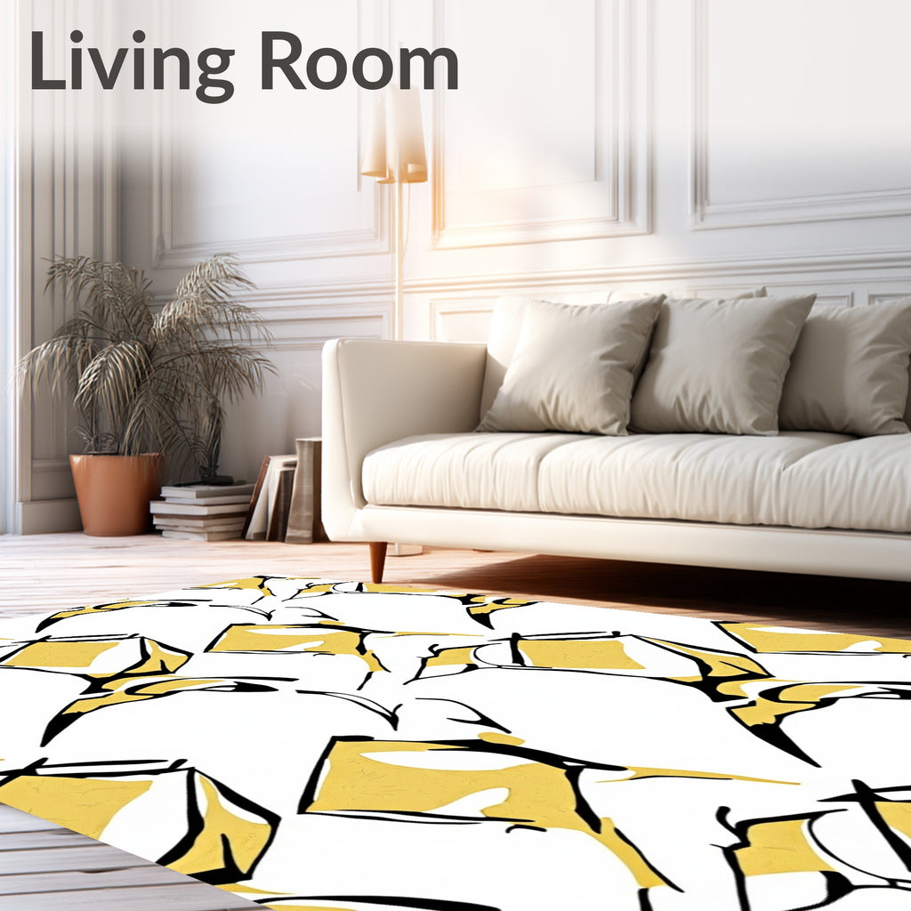 Bold Yellow Abstract Silhouette Rug