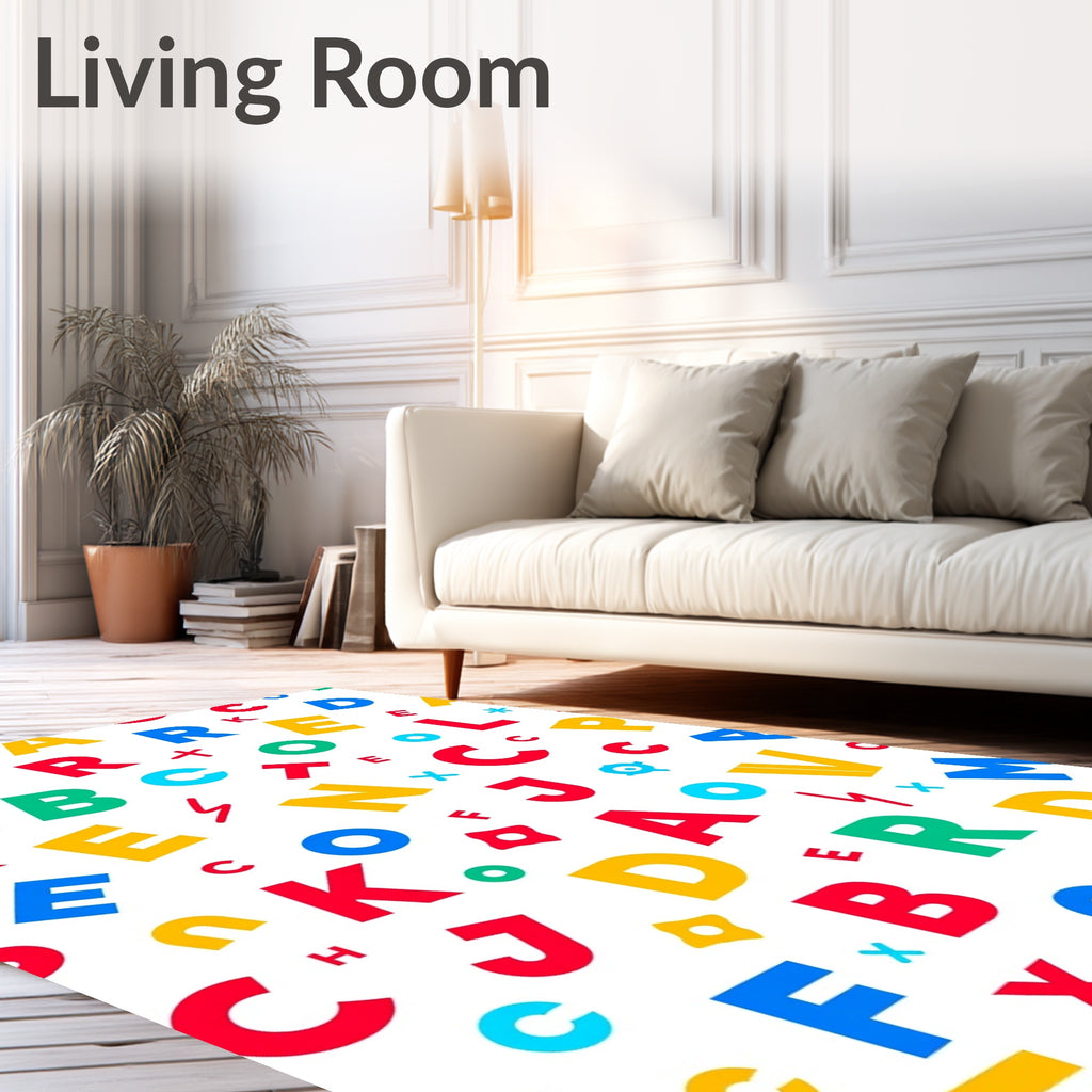 Alphabet Collage Red Blue Yellow Green Rug