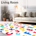 Alphabet Collage Red Blue Yellow Green Rug