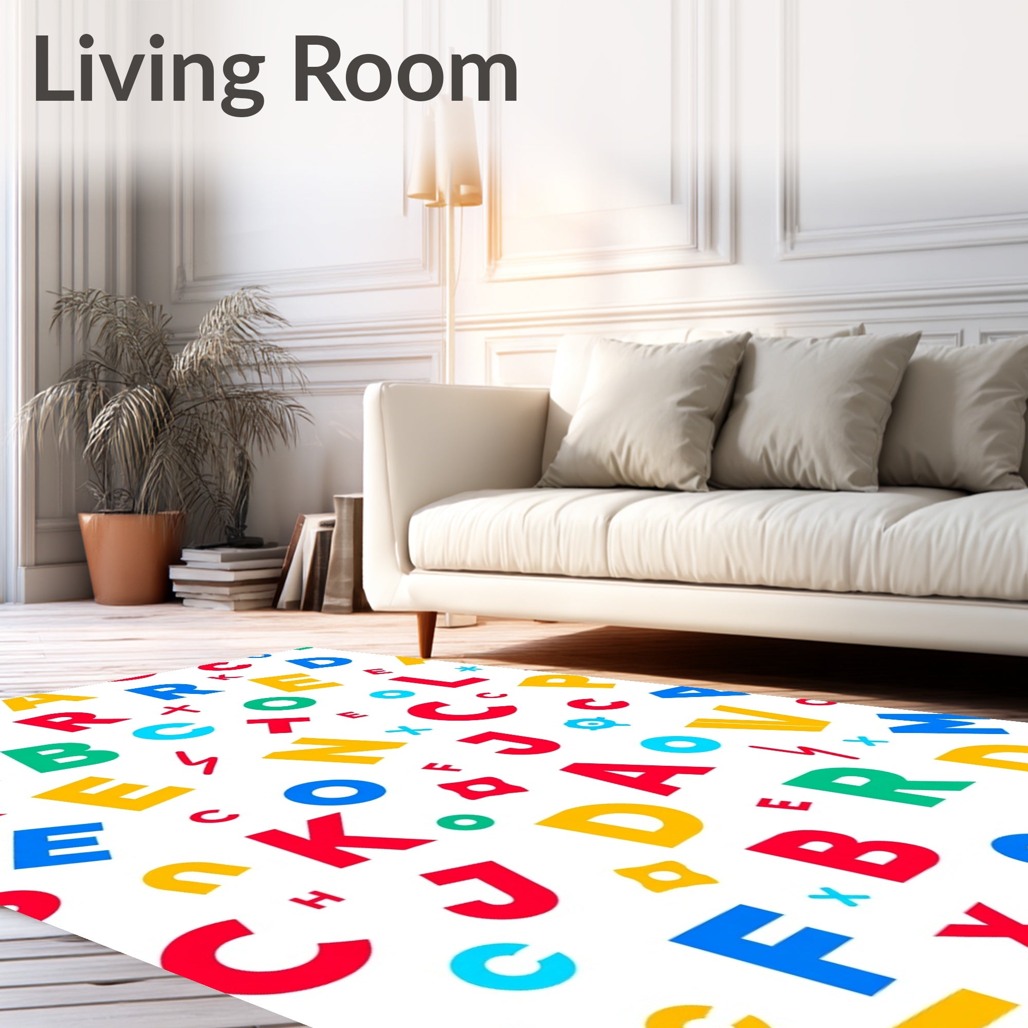 Alphabet Collage Red Blue Yellow Green Rug