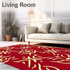 Crimson Golden Intertwined Scroll Rug