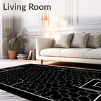 Black White Hexagonal Net Grid Rug