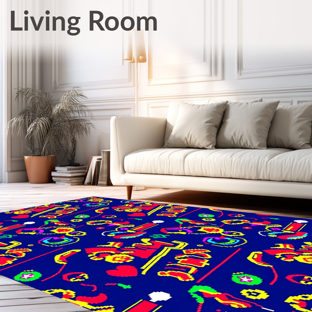 Retro Pixelated Graffiti Explosion Rug