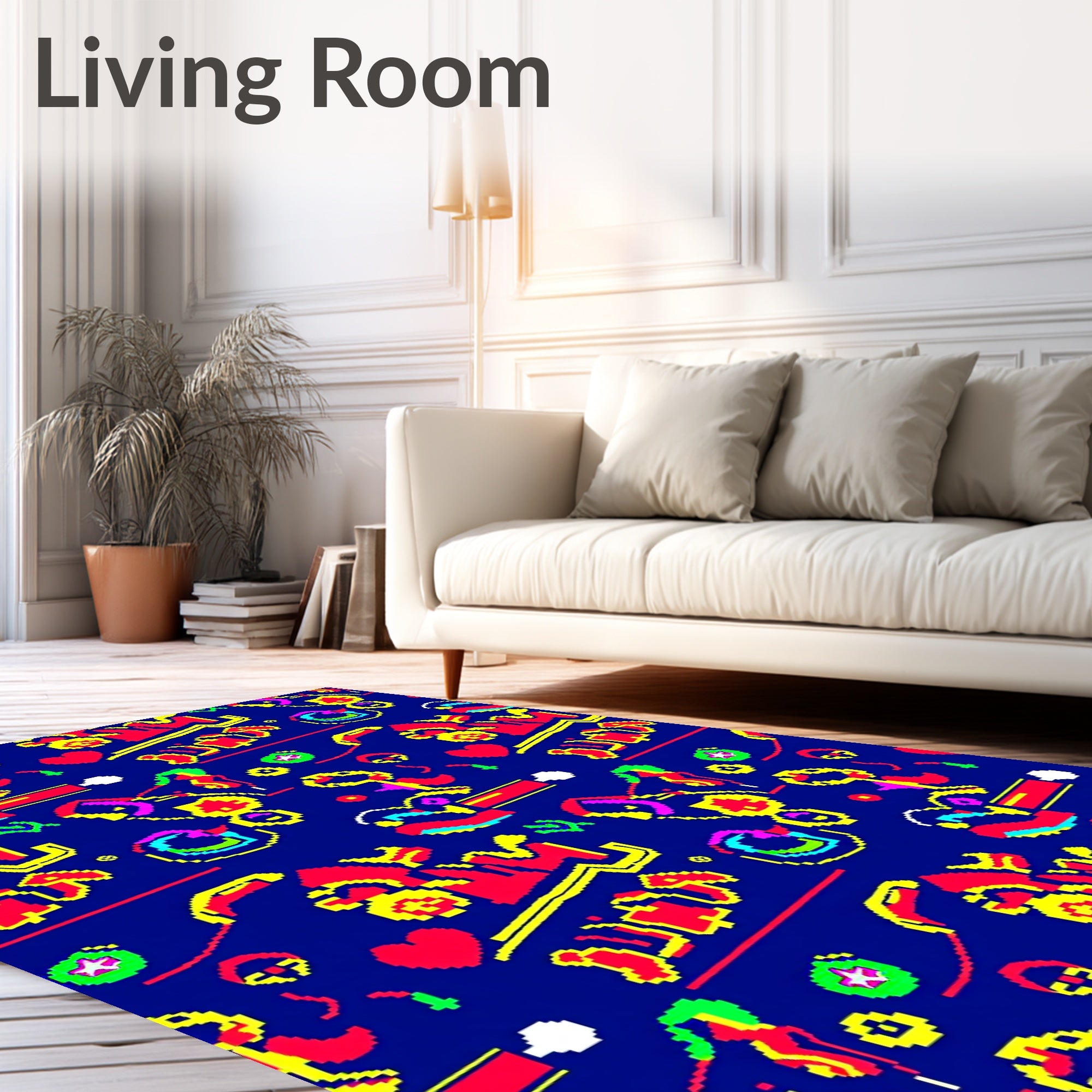 Retro Pixelated Graffiti Explosion Rug