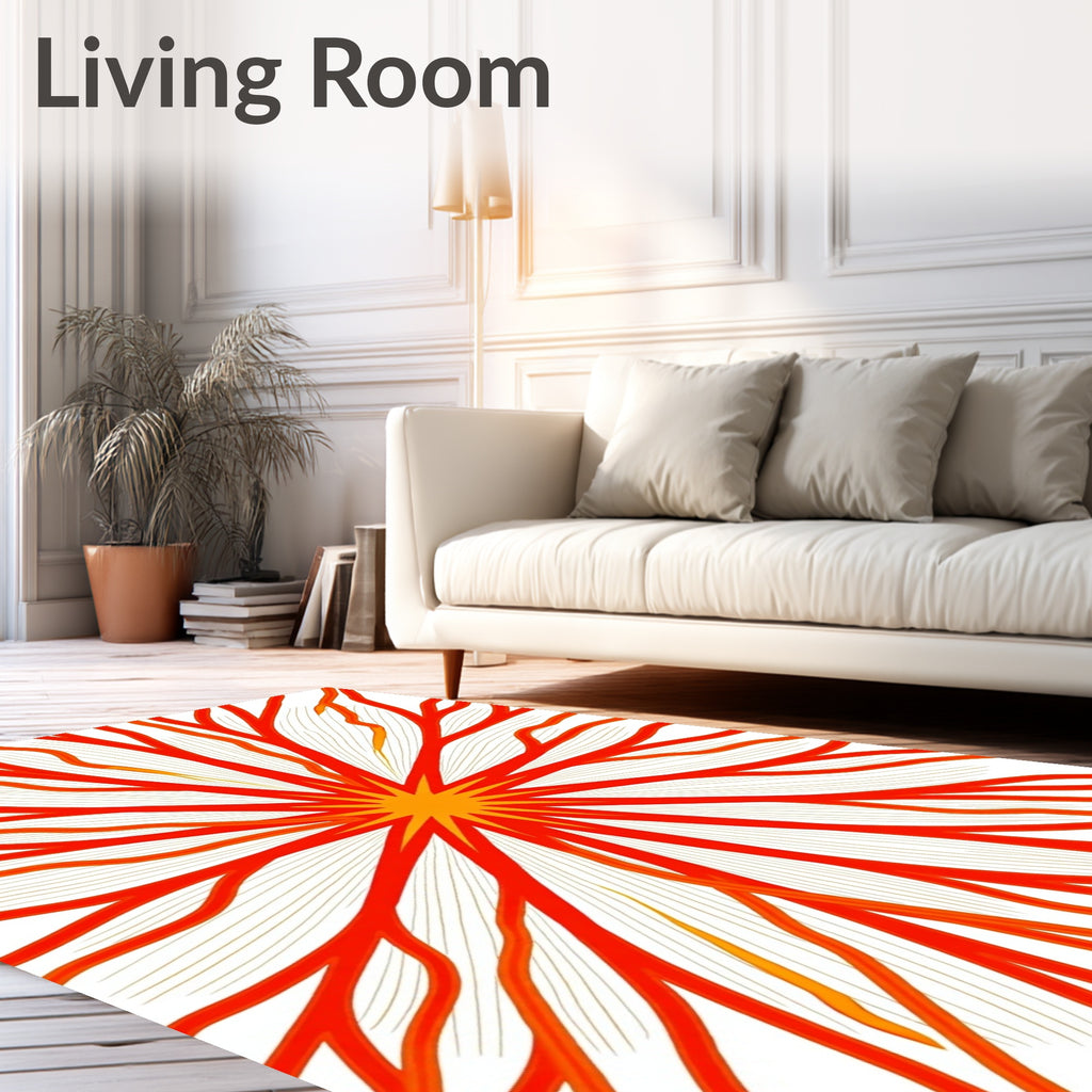 Radiant Sunburst Red Organic Fins Rug