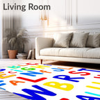 Playful Multicolor Alphabet Letter Collage Rug
